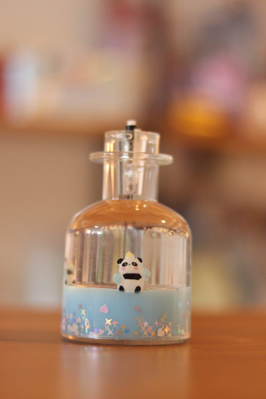 Floating Panda Bottle-Shaped Water Showpiece with LED Light | Cute Table Decor | Onebest