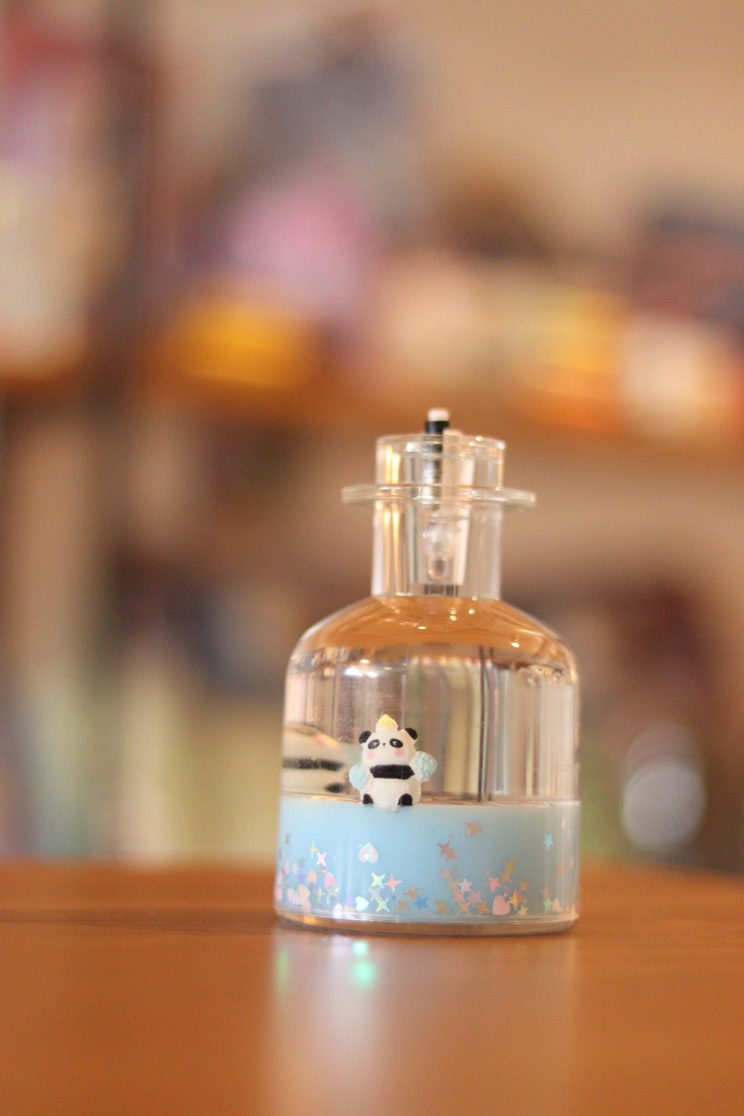Floating Panda Bottle-Shaped Water Showpiece with LED Light | Cute Table Decor | Onebest
