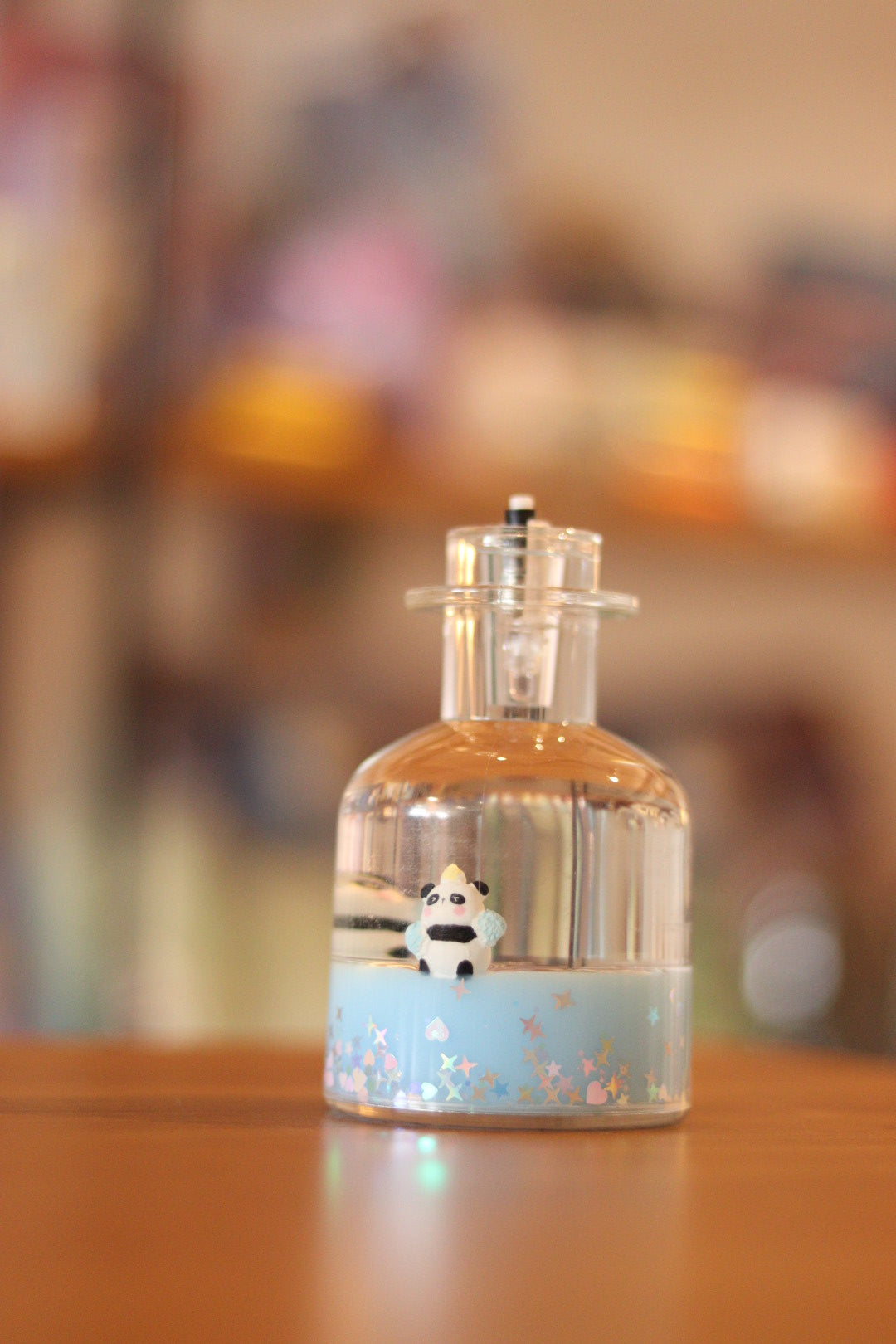 Floating Panda Bottle-Shaped Water Showpiece with LED Light | Cute Table Decor | Onebest