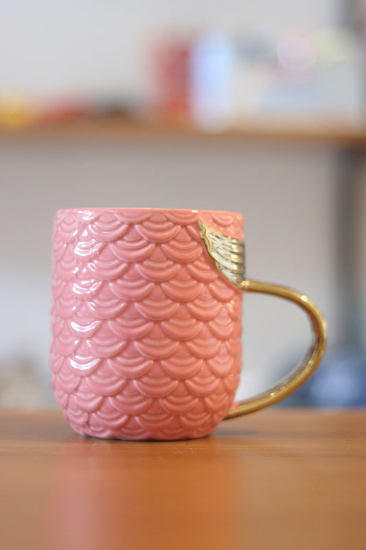 Mermaid Mug with Golden Handle | Elegant Ceramic Coffee & Tea Cup | Onebest