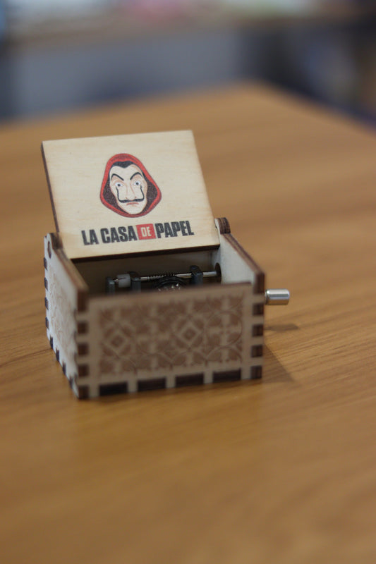 La Casa de Papel Wooden Hand-Crank Music Box | Vintage Musical Collectible | Onebest