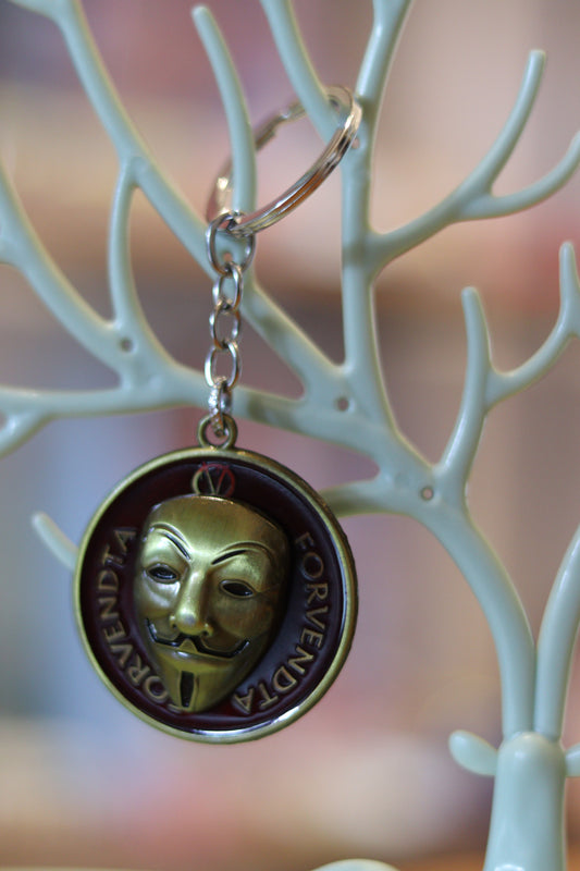 Anonymous Mask Metal Keychain – Vintage Finish Symbolic Face Key Ring | Premium Alloy Collectible, Durable Key Holder for Bags & Keys | Onebest 🎭