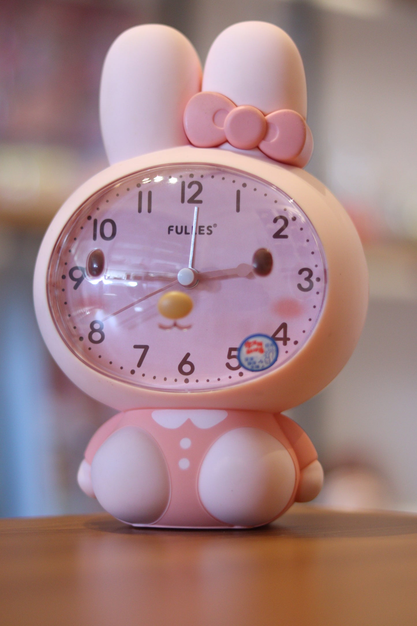 Cute Bunny Alarm Clock – Silent Quartz Analog Desk Clock with Night Light Look | Kids Bedside & Study Table Décor | Onebest