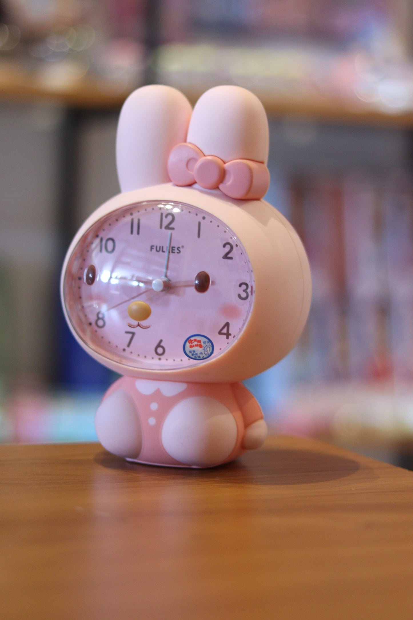 Cute Bunny Alarm Clock – Silent Quartz Analog Desk Clock with Night Light Look | Kids Bedside & Study Table Décor | Onebest