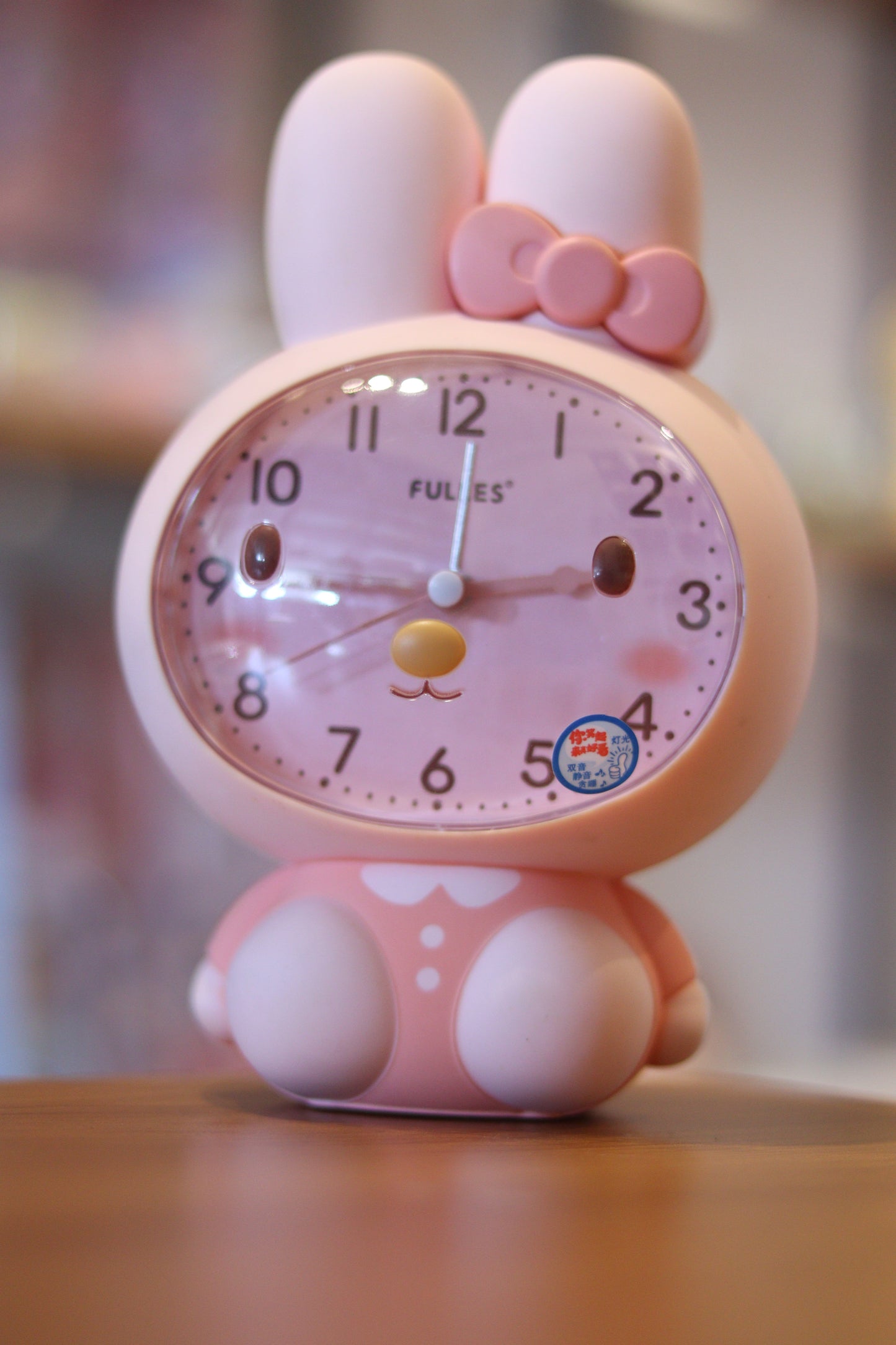 Cute Bunny Alarm Clock – Silent Quartz Analog Desk Clock with Night Light Look | Kids Bedside & Study Table Décor | Onebest