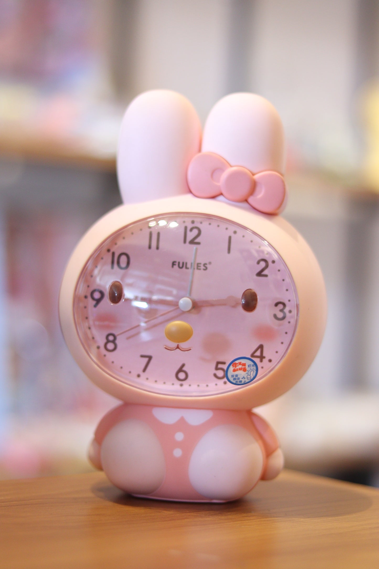 Cute Bunny Alarm Clock – Silent Quartz Analog Desk Clock with Night Light Look | Kids Bedside & Study Table Décor | Onebest