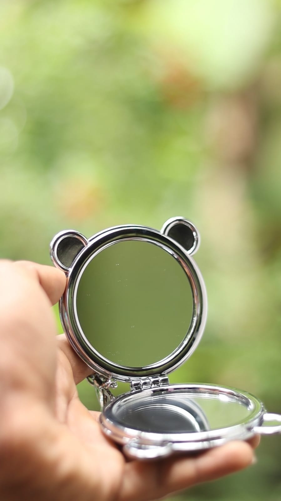 Panda Round Flip Pocket Mirror Keychain - Cute & Compact Travel Accessory | Onebest
