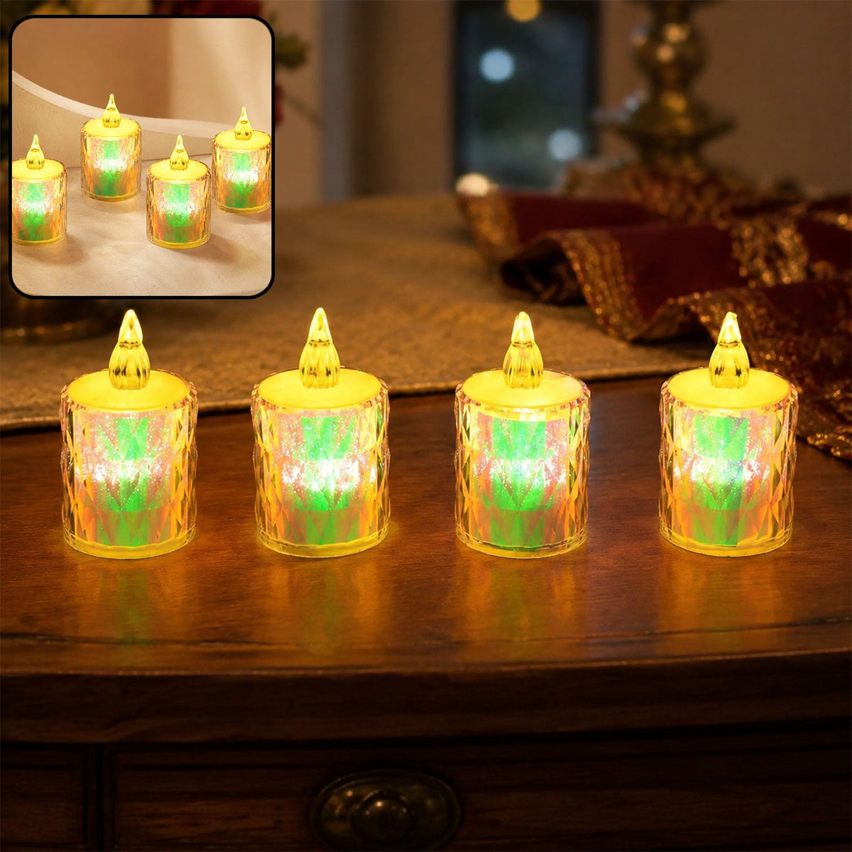 Flameless LED Candles – 4 Pc Decorative Tea Light Set