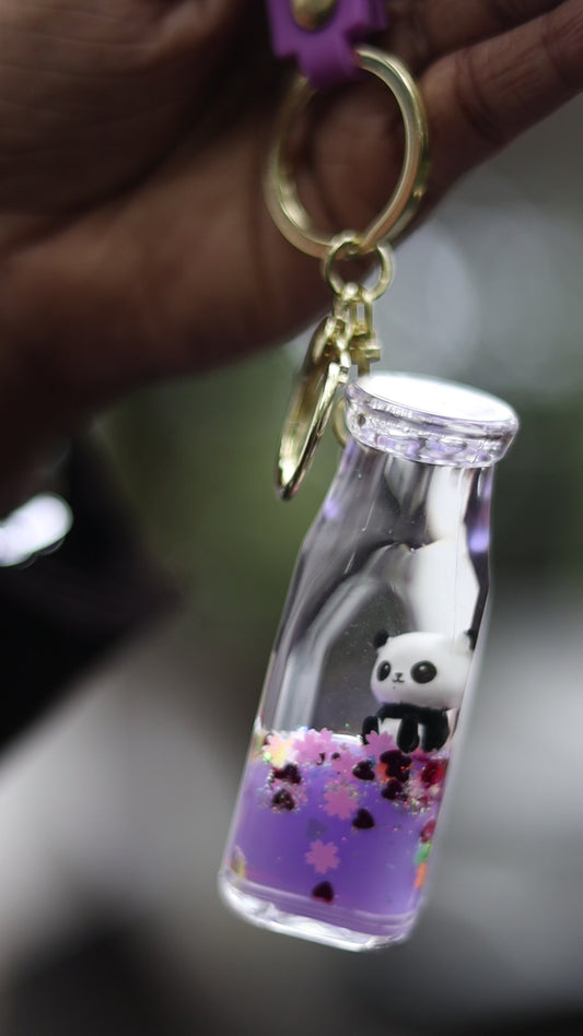 Floating milk panda keychain