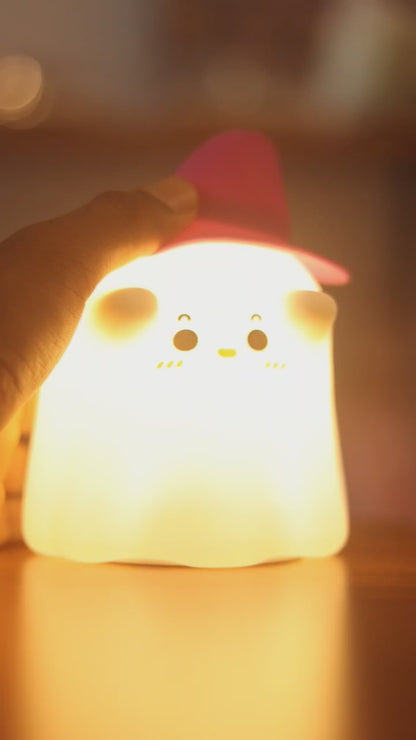 Cute Ghost Silicone Night Light Lamp - USB Rechargeable LED with 7 Colors | Soft Nursery Light for Kids Room & Baby Gift | Onebest