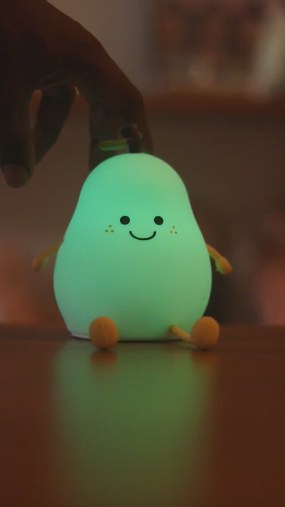 Pear Silicone Night Light Lamp - USB Rechargeable LED with 7 Colors | Soft Nursery Light for Kids Room & Baby Gift | Onebest