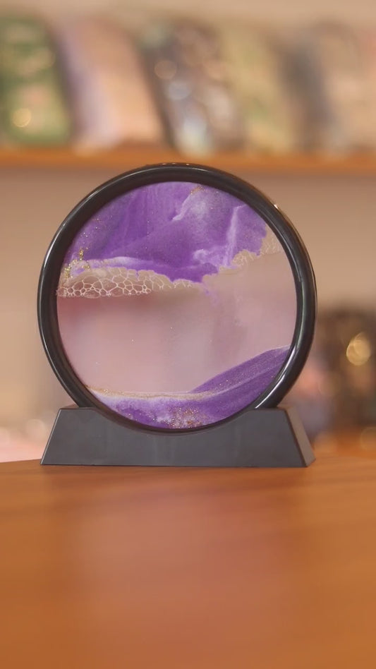 3D Moving Sand Art Picture Glass Liquid Painting 7 Inch (18cm) - Natural Landscape Showpiece for Home Decor, Office Desk, Table Decoration | Onebest