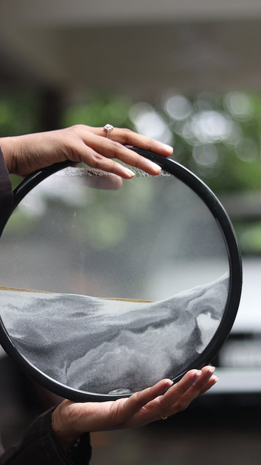 3D Moving Sand Art Picture Glass Liquid Painting 10 Inch (25cm) - Natural Landscape Showpiece for Home Decor, Office Desk, Table Decoration | Onebest