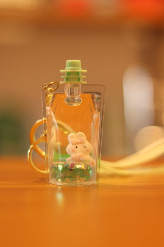 Panda in Paper Boat Water Keychain | Cute Floating Liquid Key Ring | Onebest