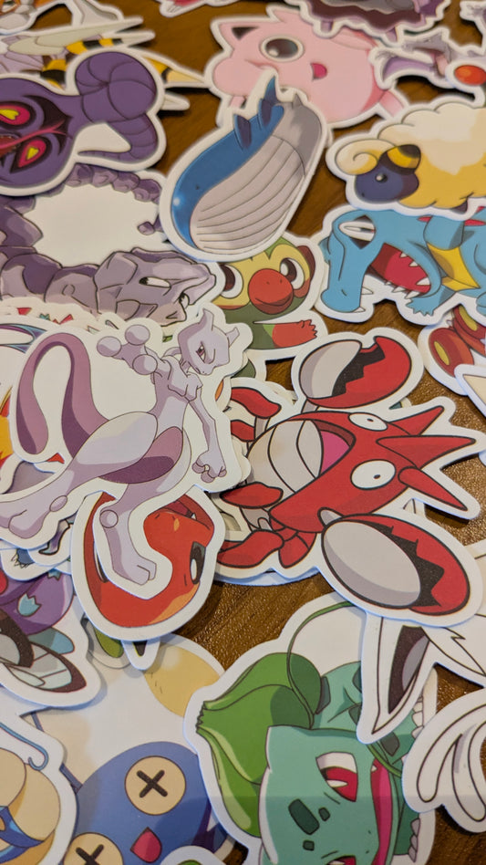 Pokemon Stickers - 50 Pcs Pack | Waterproof Vinyl Decals for Laptop, Phone, Bottle, Notebook | Onebest