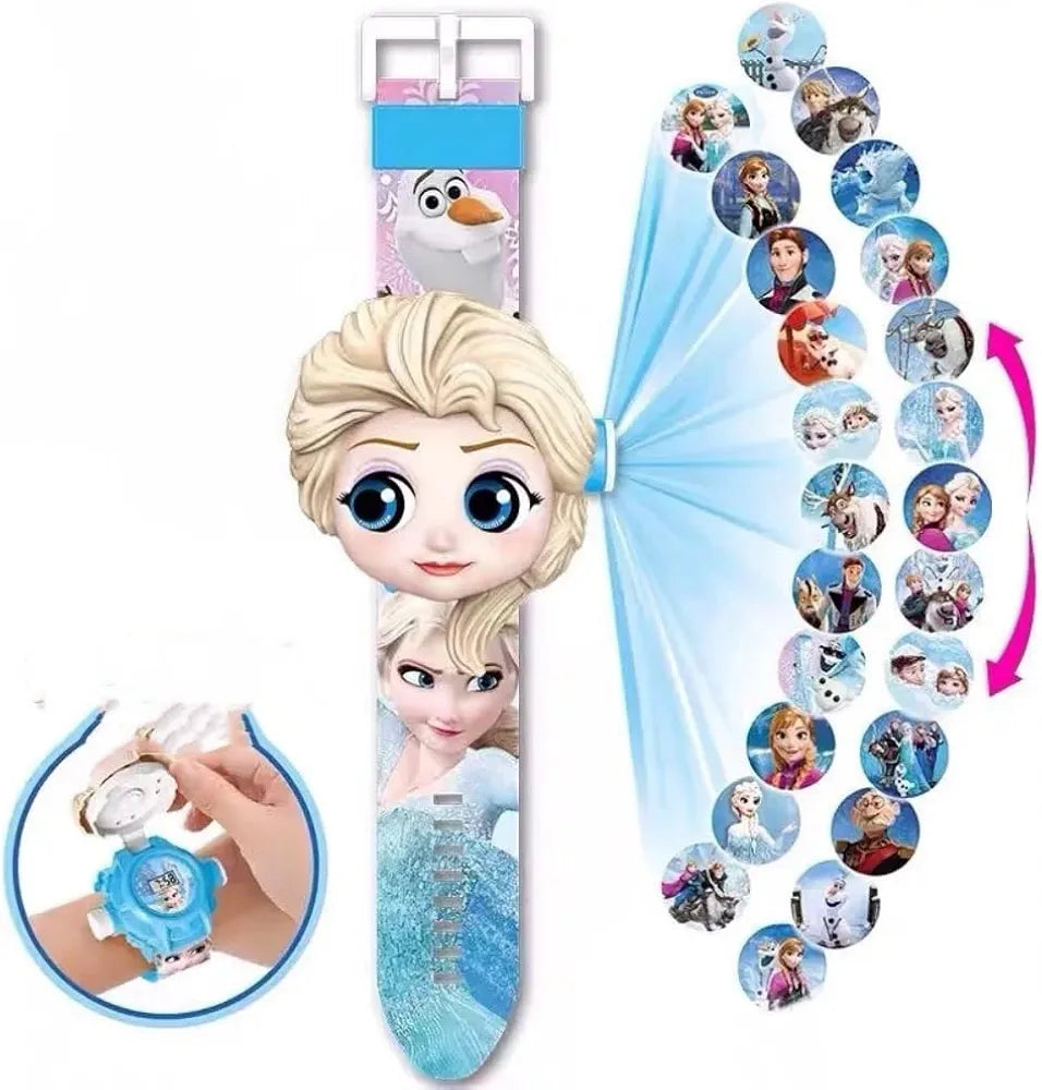 Disney Frozen Kids Projector Digital Watch with LCD Display - 24 Images, Silicone Strap, Time & Date Setting | Onebest