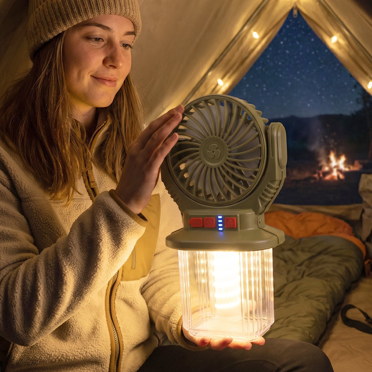 Portable solar camping fan design