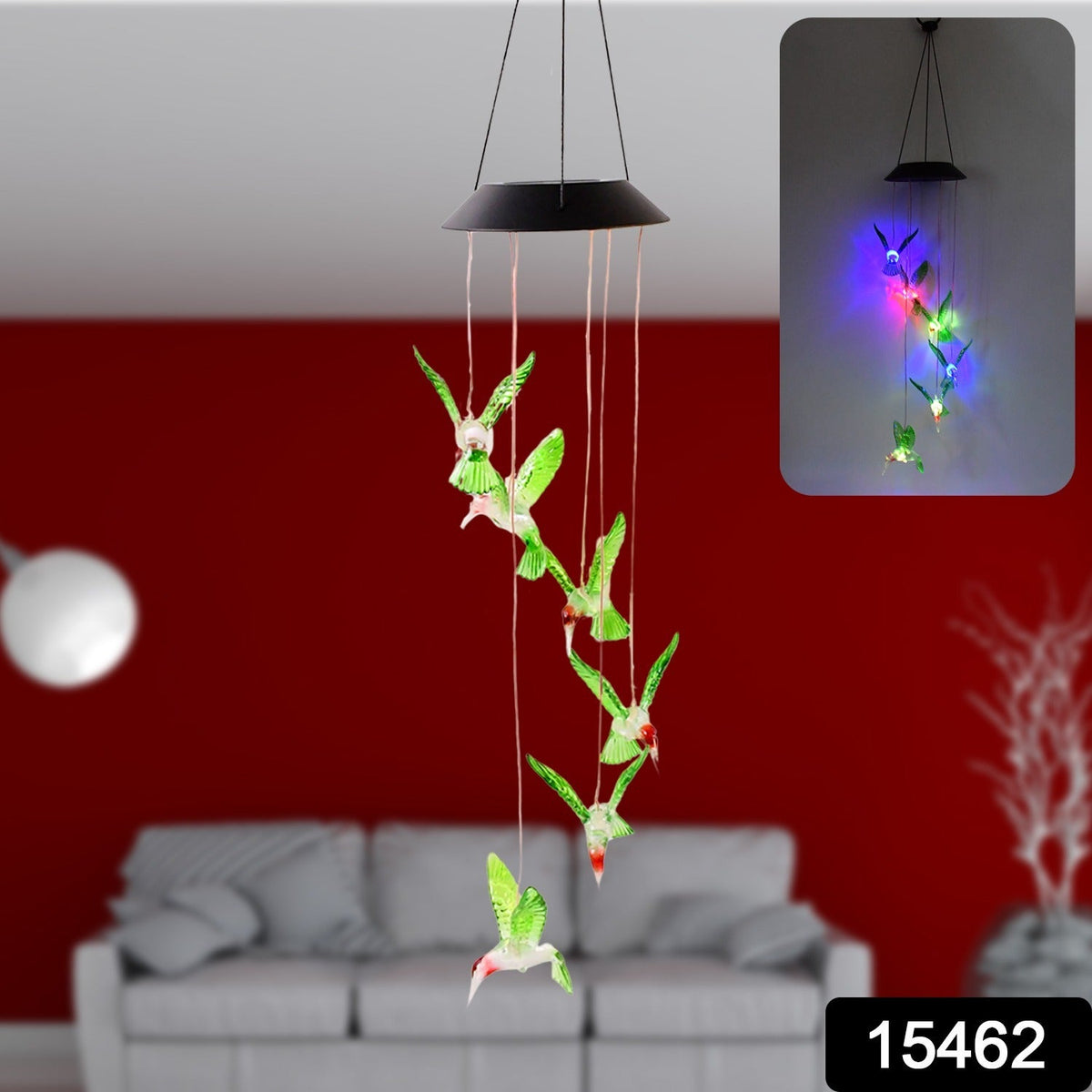 Hummingbird solar wind chime close-up